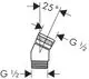 Hansgrohe Adapter mit einer 25°-Neigung, dargestellt in einem technischen Diagramm, das G ½- und andere Maßangaben zeigt.